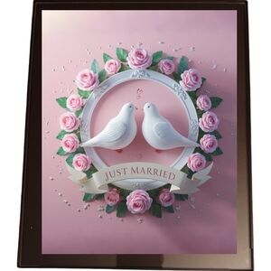 Just Married Two Love Doves In A Glass Front Frame 8x10 Picture AI wall